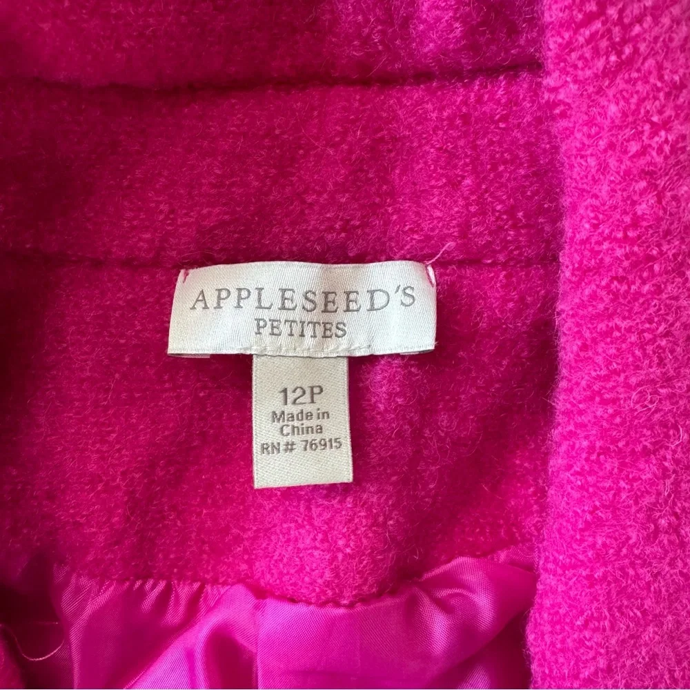 Appleseed's Petites Women’s Hot Pink‎ Boiled Wool Lined Pea Coat Size 12P